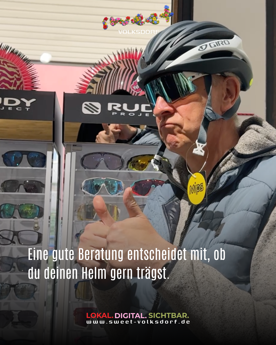 Fahrradbrille unter Helm
